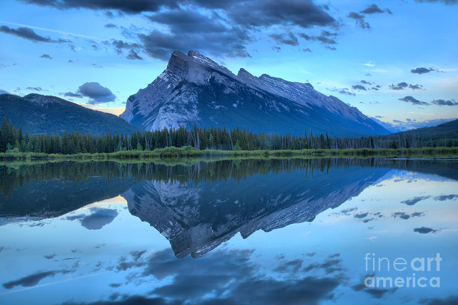 Dusk Reflections Of Rundle Photograph by Adam Jewell