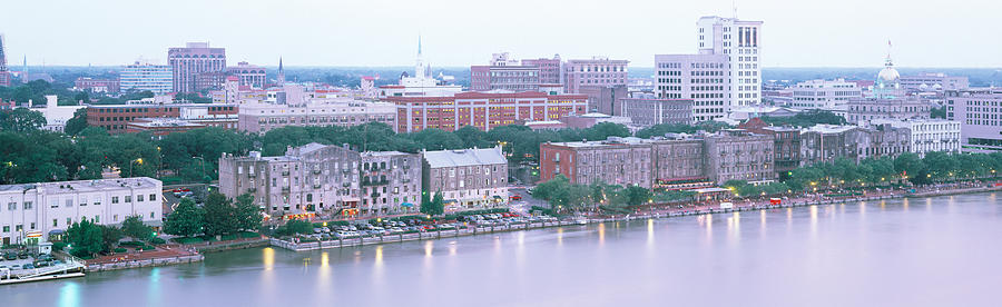 Savannah GA City Skyline Picture Framed Panorama 
