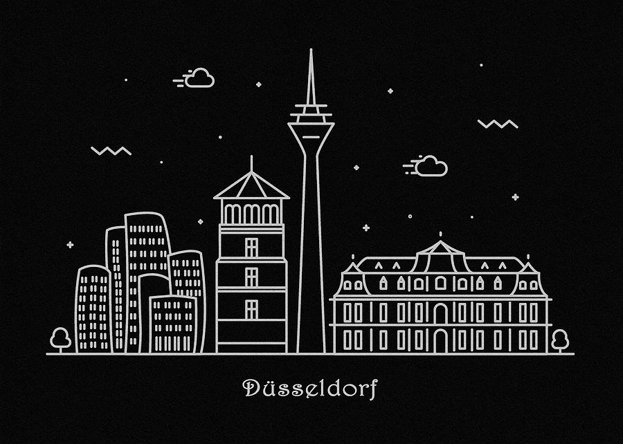 Dusseldorf Skyline Travel Poster Drawing by Inspirowl Design