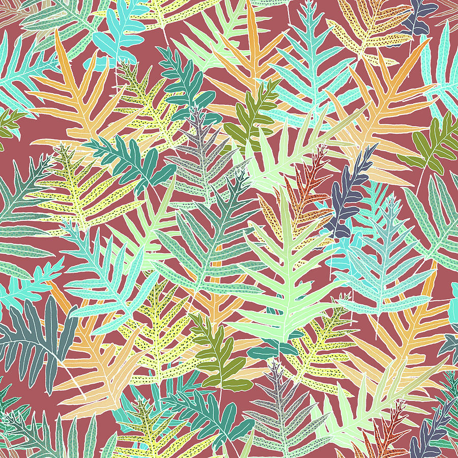 Dusty Cedar Ferns Aqua by Karen Dyson Dusty Cedar Ferns Aqua by Karen Dyson