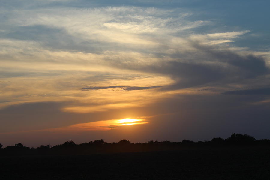 Sunset Photograph - Dusty Sunset in Kansas by Weathered Wood