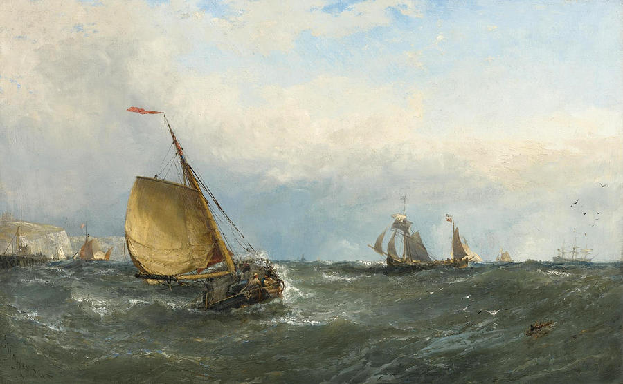 Dutch Boats off Dover Painting by Edwin Hayes