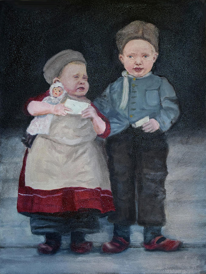 Dutch Children on Ellis Island Painting by Sandra Nardone