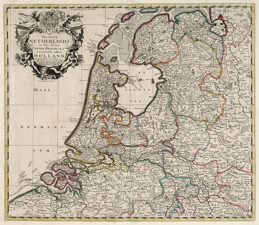 Map Painting - Dutch Netherlands or the Seven United Provinces commonly called Holland by John Senex