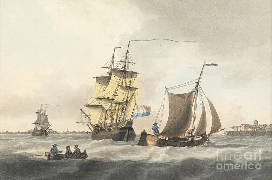 Dutch Shipping Off The Coast Painting by MotionAge Designs