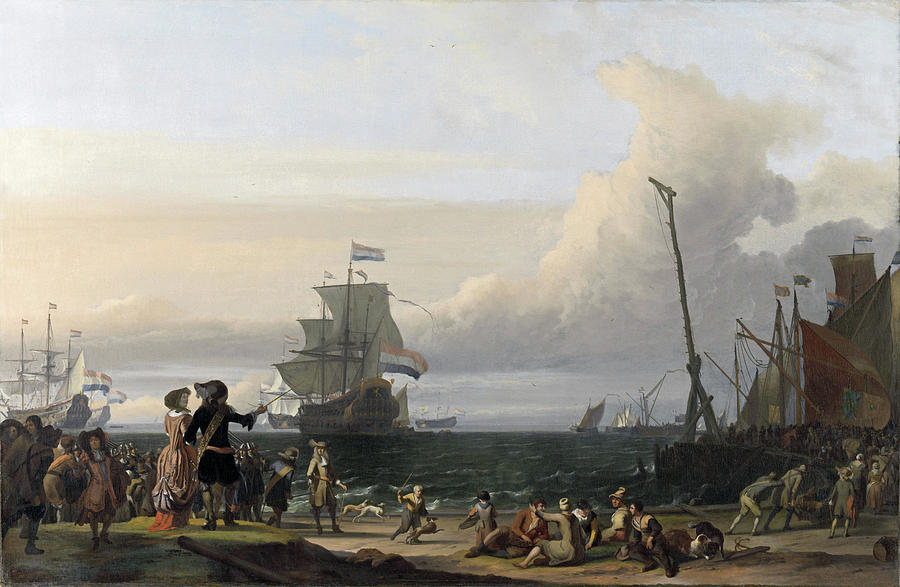 Dutch Ships in the Roads of Texel Painting by Ludolf Bakhuysen