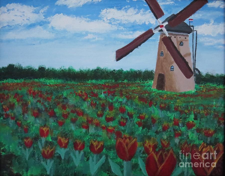 Dutch Tulips Painting by C E Dill