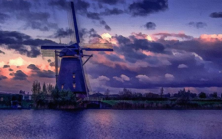 Dutch Windmill L B Painting By Gert J Rheeders Pixels   Dutch Windmill L B Gert J Rheeders 