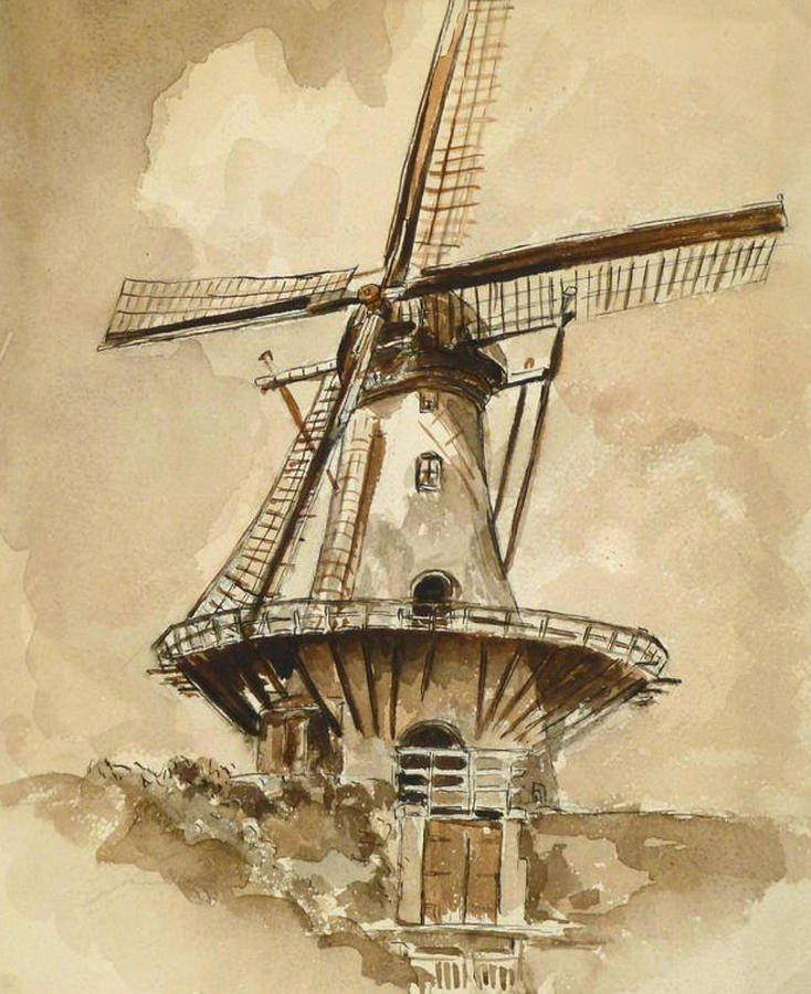 Dutch Windmill Painting By Unknown Fine Art America   Dutch Windmill Unknown 