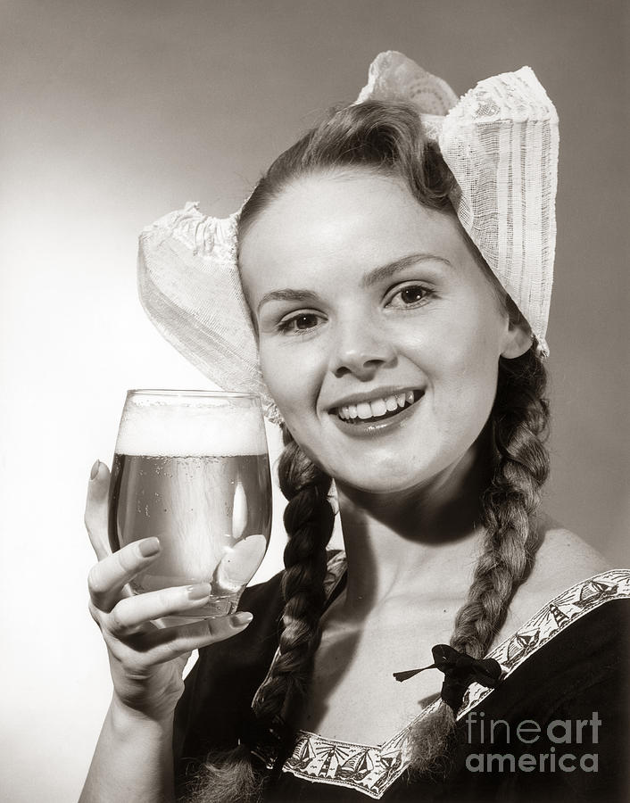 Dutch Woman With Beer, C.1950s Photograph by Coleman/ClassicStock
