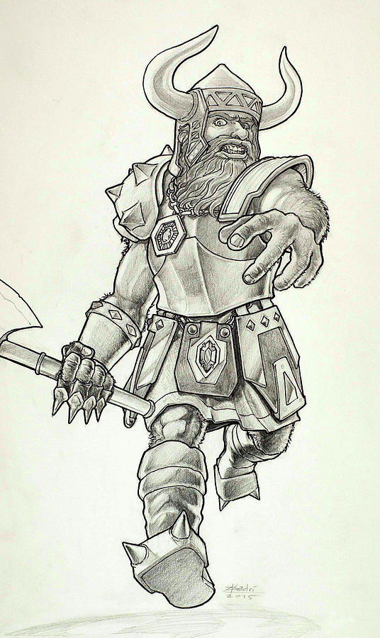 Dwarf Coming Through Drawing by Zyad Kadri