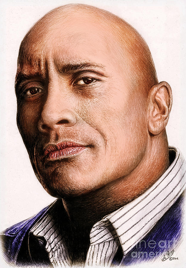 Dwayne Johnson color Painting by Andrew Read