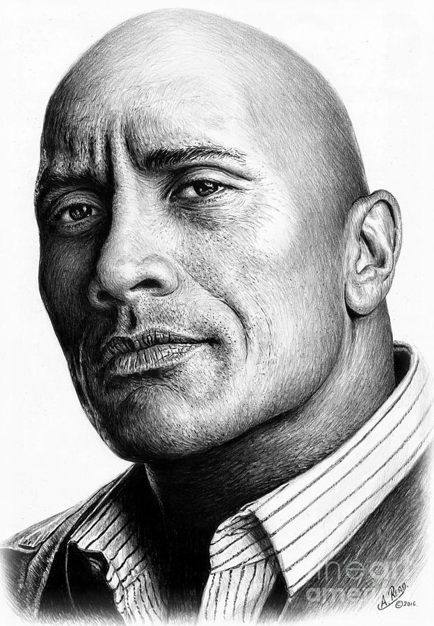 The Rock Drawing - Dwayne the rock Johnson by Andrew Read
