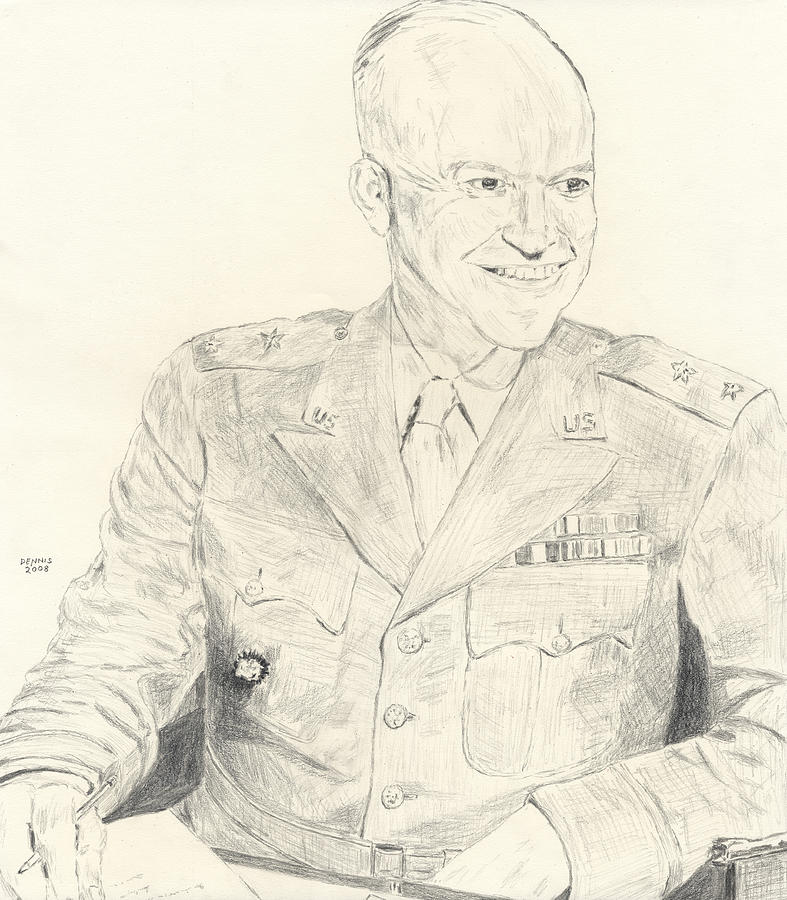 Portrait Drawing - Dwight David Eisenhower  by Dennis Larson