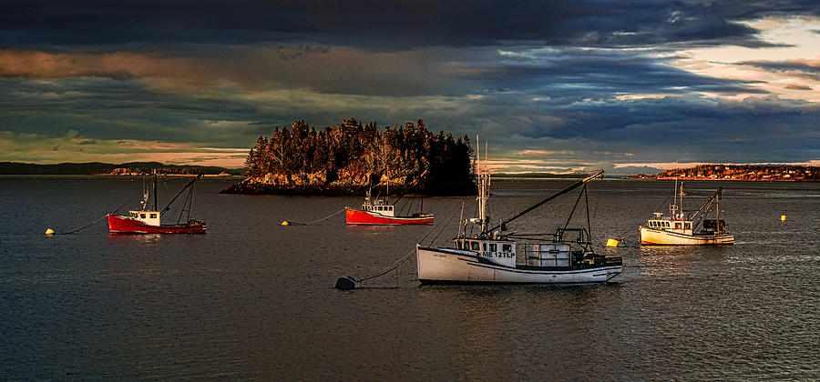 Sunset Photograph - Dwindling Autumn Light on Lubec Waterfront by Marty Saccone