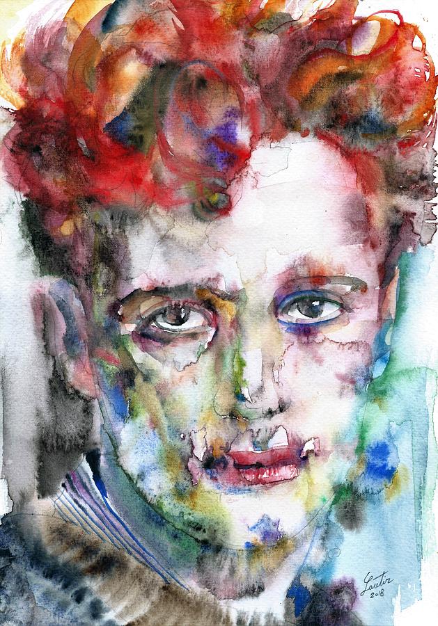 DYLAN THOMAS - watercolor portrait.5 Painting by Fabrizio Cassetta