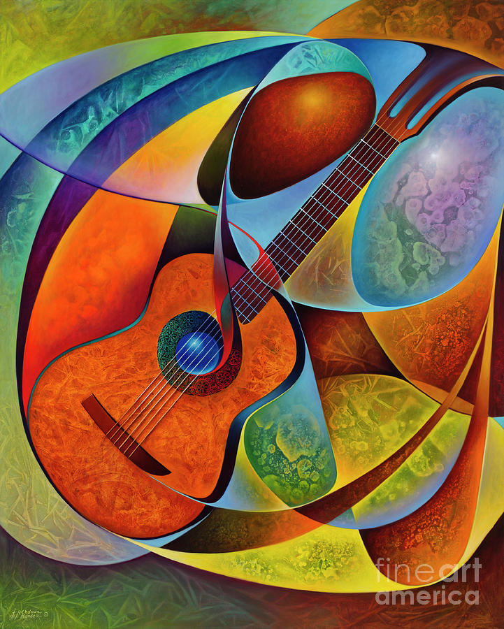 Dynamic Guitars 2 Painting by Ricardo Chavez-Mendez