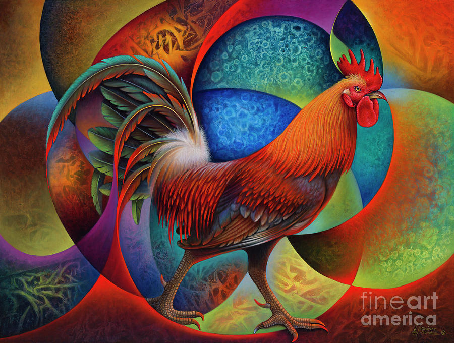 Dynamic Rooster - 3D Painting by Ricardo Chavez-Mendez