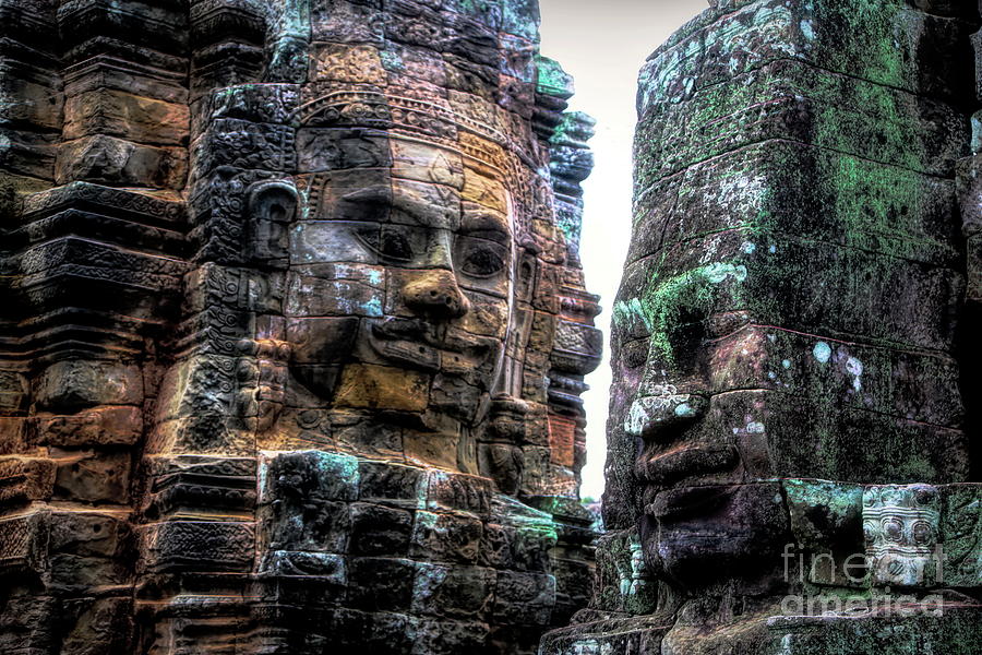 Dynamic Stone Faces of Bayon Temple Cambodia  Photograph by Chuck Kuhn