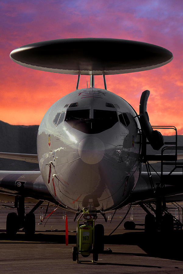 E-3 AWACS in the Sunset Photograph by Erik Simonsen