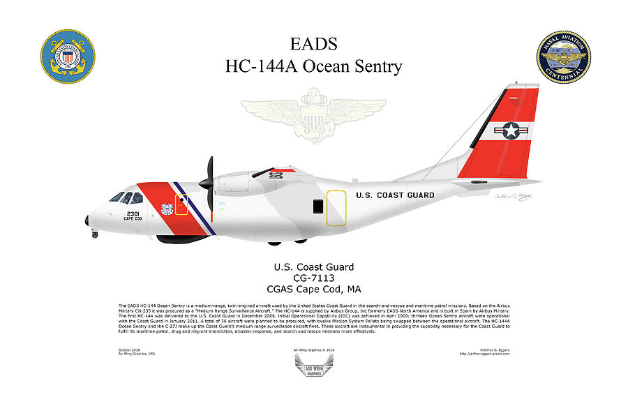 EADS HC-144A Ocean Sentry Digital Art by Arthur Eggers