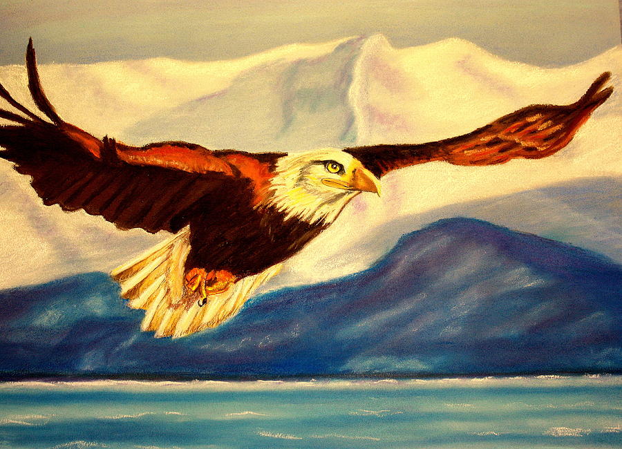 Eagle Painting - Eagle and Mountains by Jay Johnston