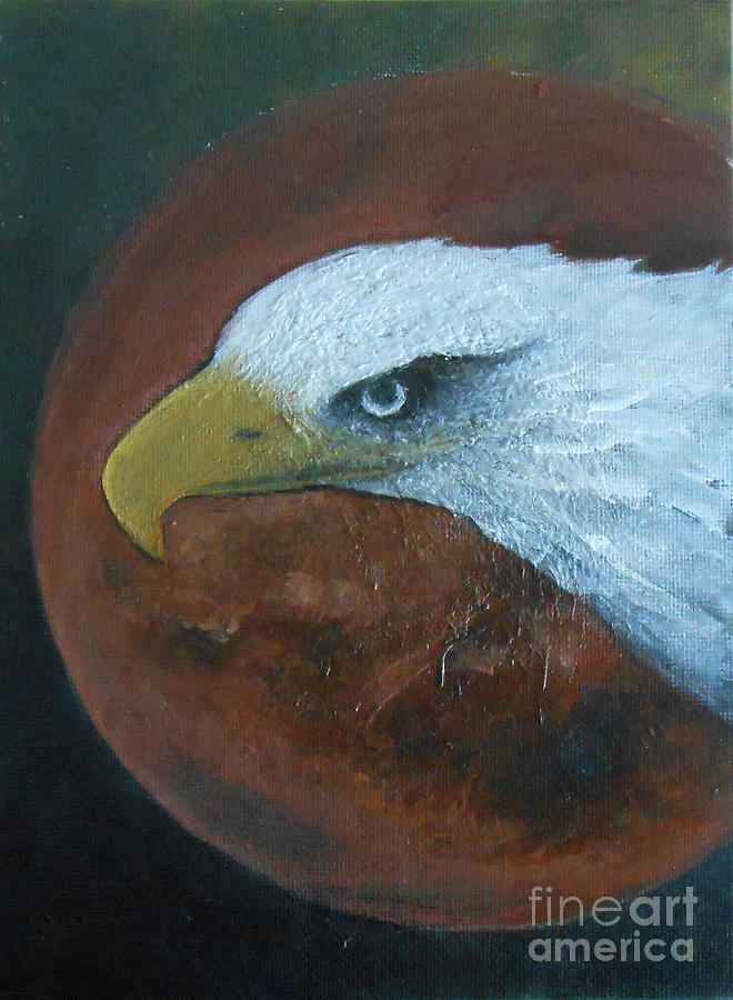 Eagle and Red Moon Painting by Jane See