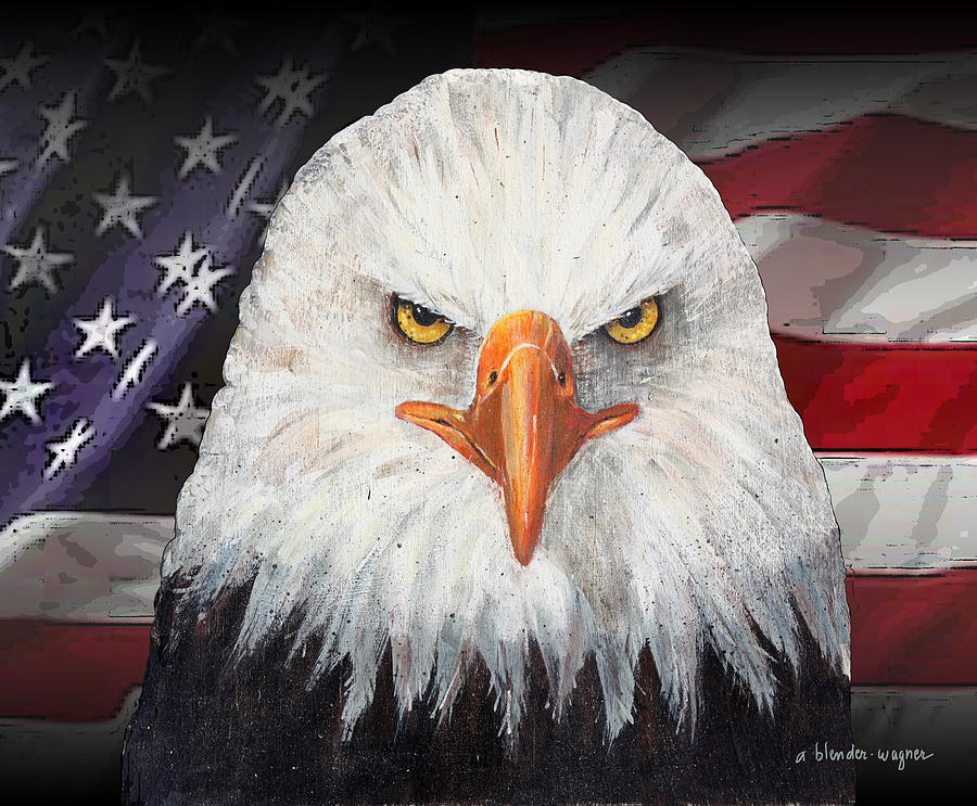 Eagle And The Flag Mixed Media by Arline Wagner
