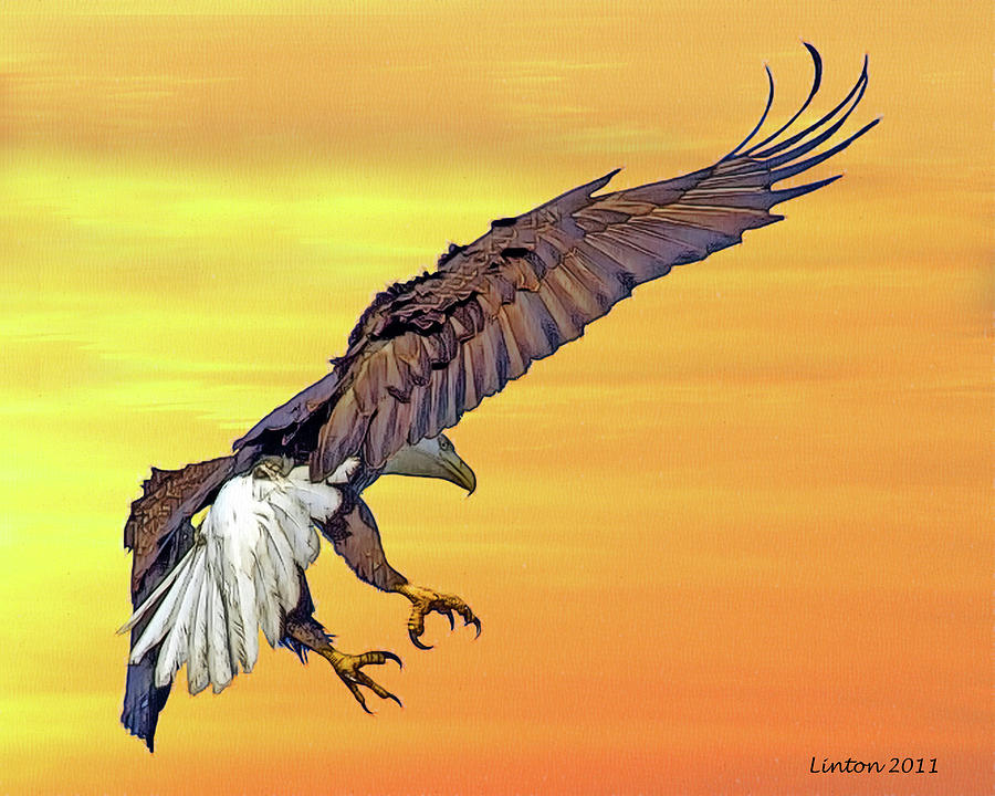 Eagle At Sunset Digital Art by Larry Linton