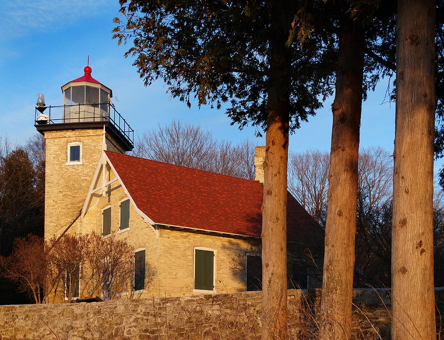 Eagle Bluff Lighthouse at Sunset Photograph by David T Wilkinson
