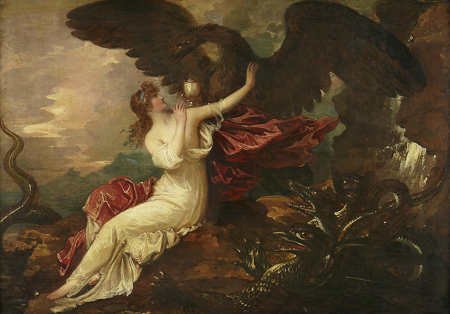Eagle Bringing Cup to Psyche Painting by Benjamin West