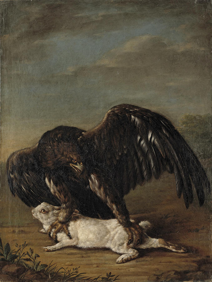 Eagle Catching a Hare Painting by Johann Friedrich von Grooth