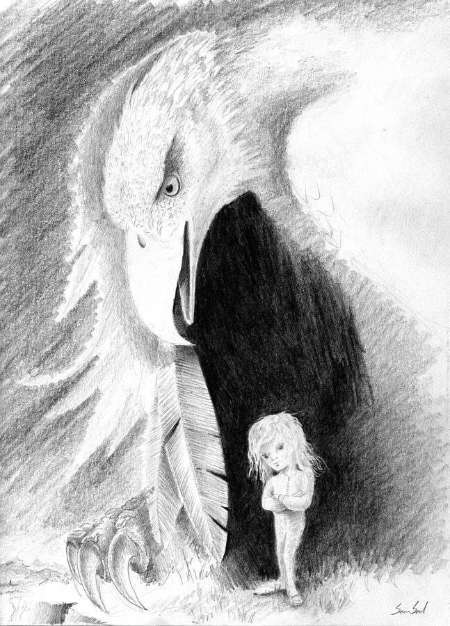 Eagle Guardian Drawing by Sean Seal