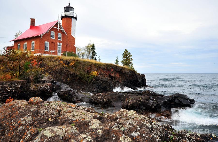 Beach Photograph - Eagle Harbor Lighthouse on Lake Superior by Terri Gostola