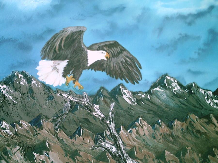 Eagle in Flight Painting by Jim Saltis
