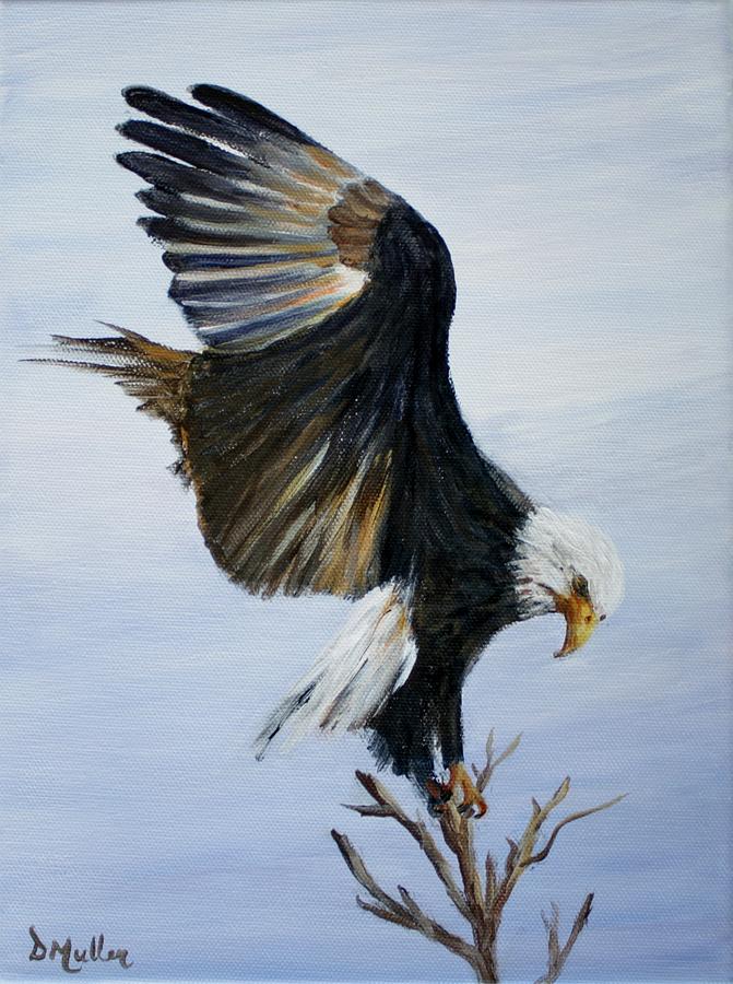 Eagle Landing Painting by Donna Muller