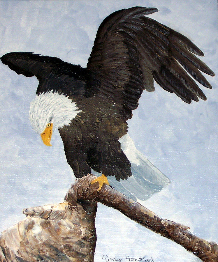 Eagle Landing Painting by Terry Honstead