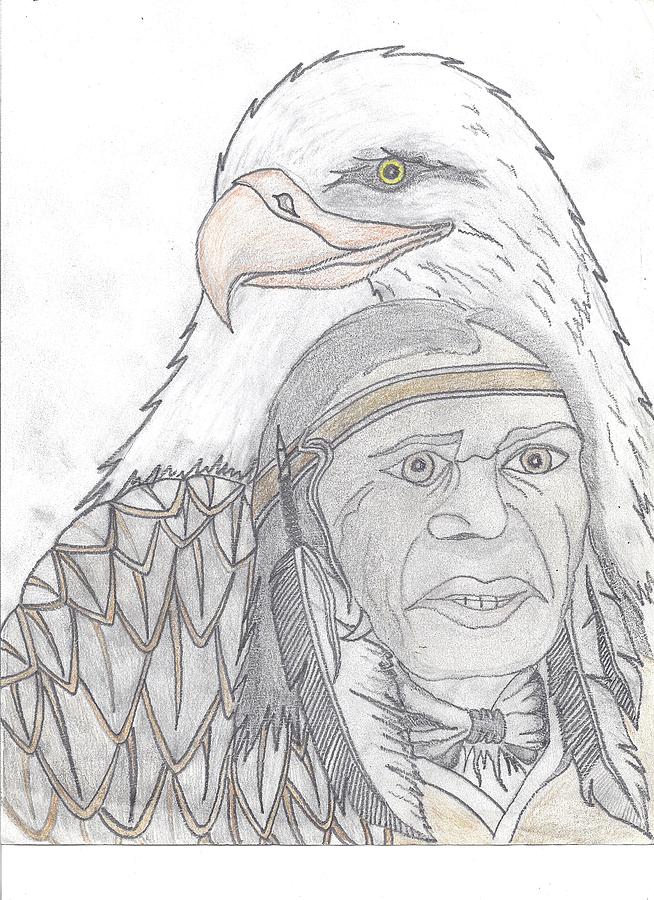Eagle N Head  Drawing by Cam Macpherson