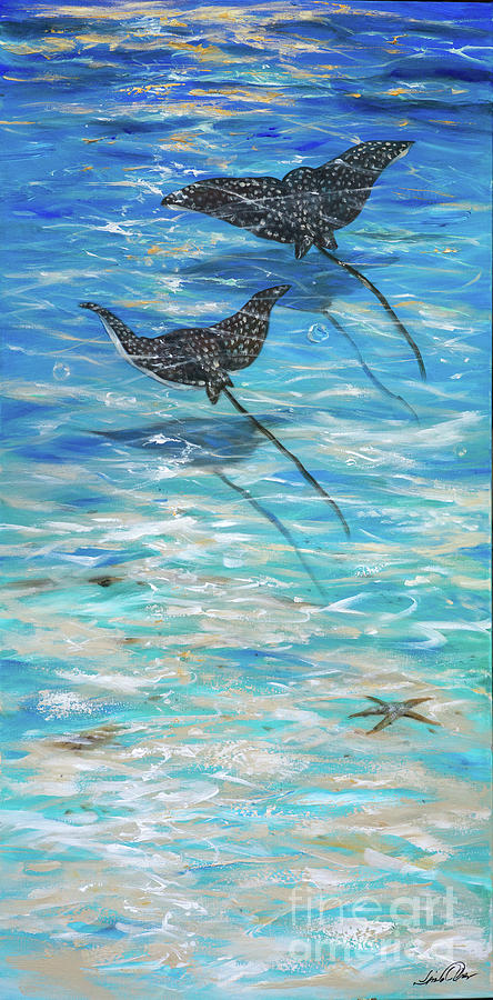 Eagle Rays Gliding Painting by Linda Olsen