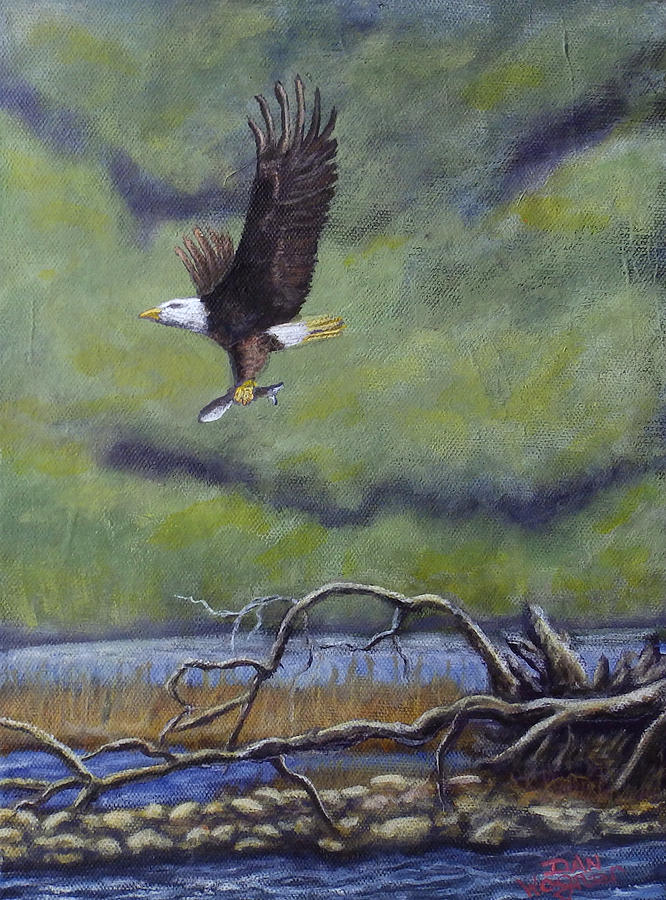 Eagle Painting - Eagle River by Dan Wagner