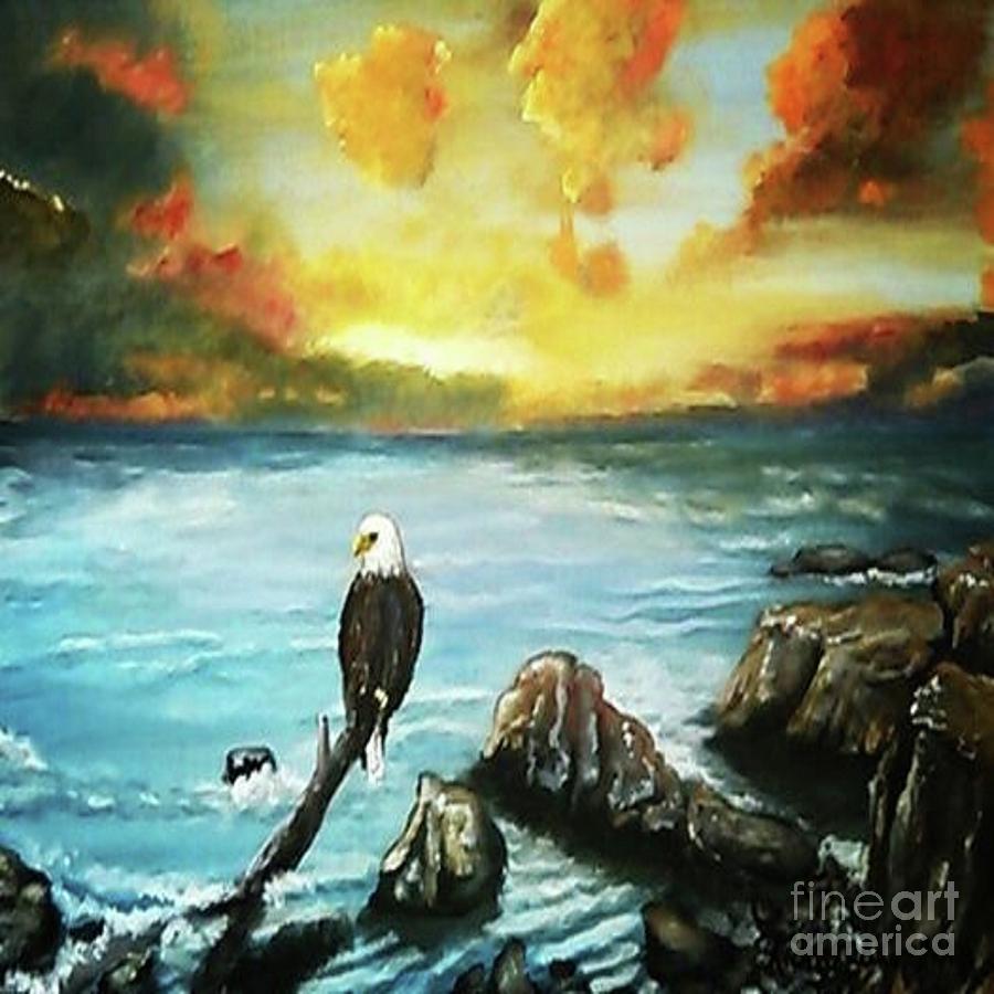 Eagle Painting - Eagle Rock Lake by Ricky Baker