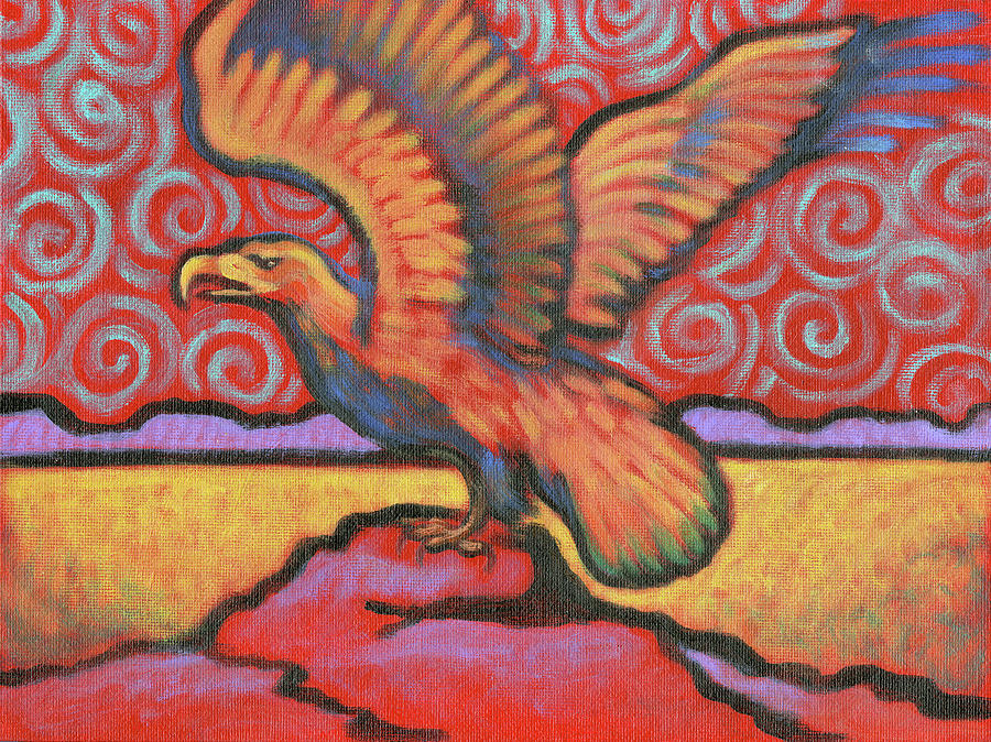 Eagle Totem Painting by Linda Ruiz-Lozito