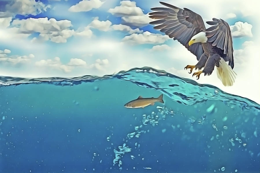 EaglenFish Painting by Harry Warrick