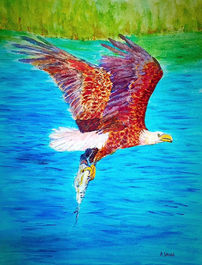 Eagles Lunch Painting by Anne Sands