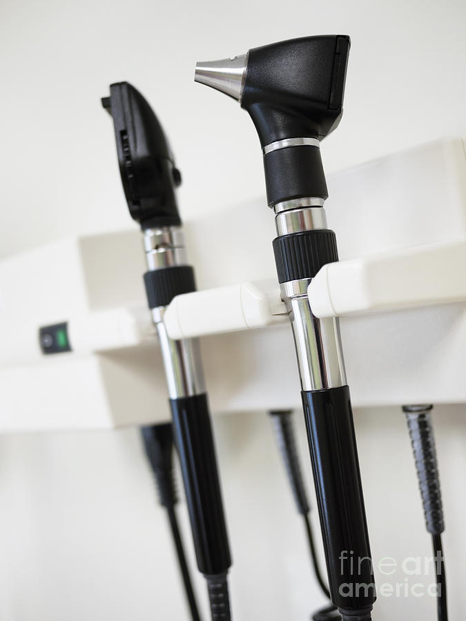 Device Photograph - Ear and Eye Scopes at a Doctors Office by Paul Velgos