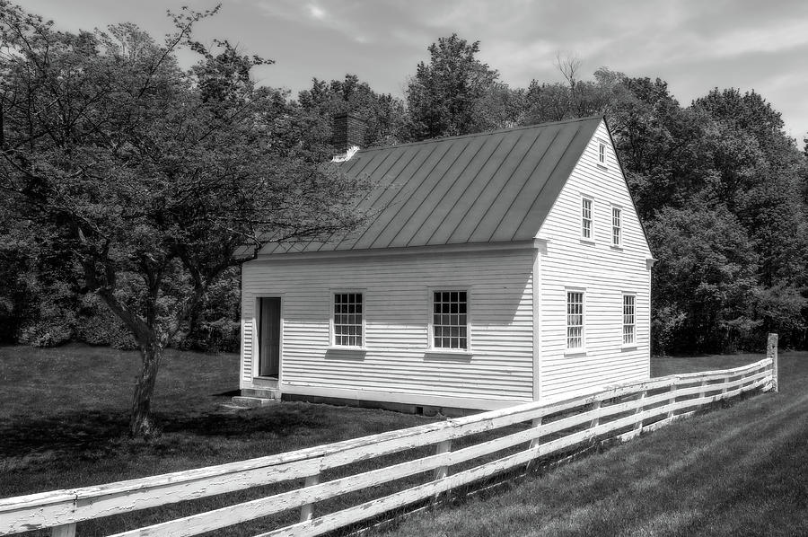 Early 1800s New England School House  -  early1800newengschoolblkwhi184611 Photograph by Frank J Benz