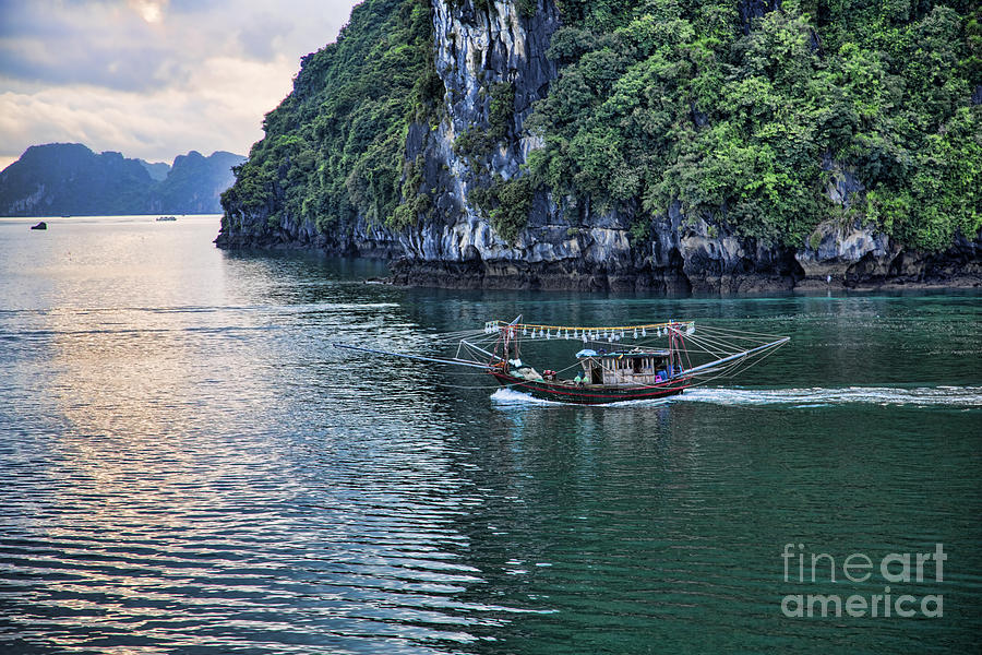 Landscape Photograph - Early am Boat Vietnam by Chuck Kuhn