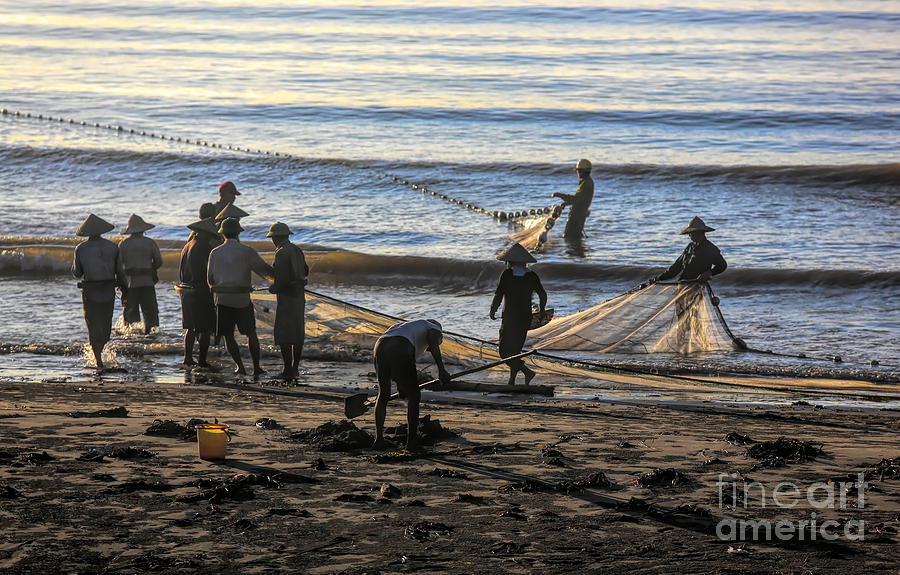 Early Am Fishermen prepare nets Nam Dinh Thinh Long Beach  Photograph by Chuck Kuhn