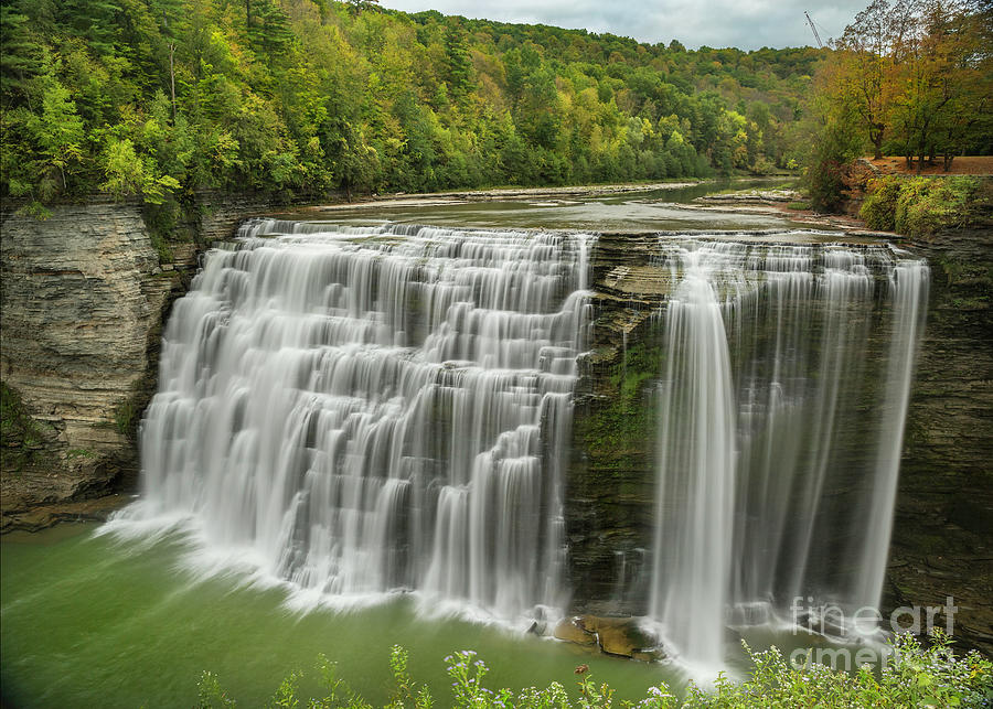 Early Autumn Middle Falls of Letchworth Photograph by Karen Jorstad