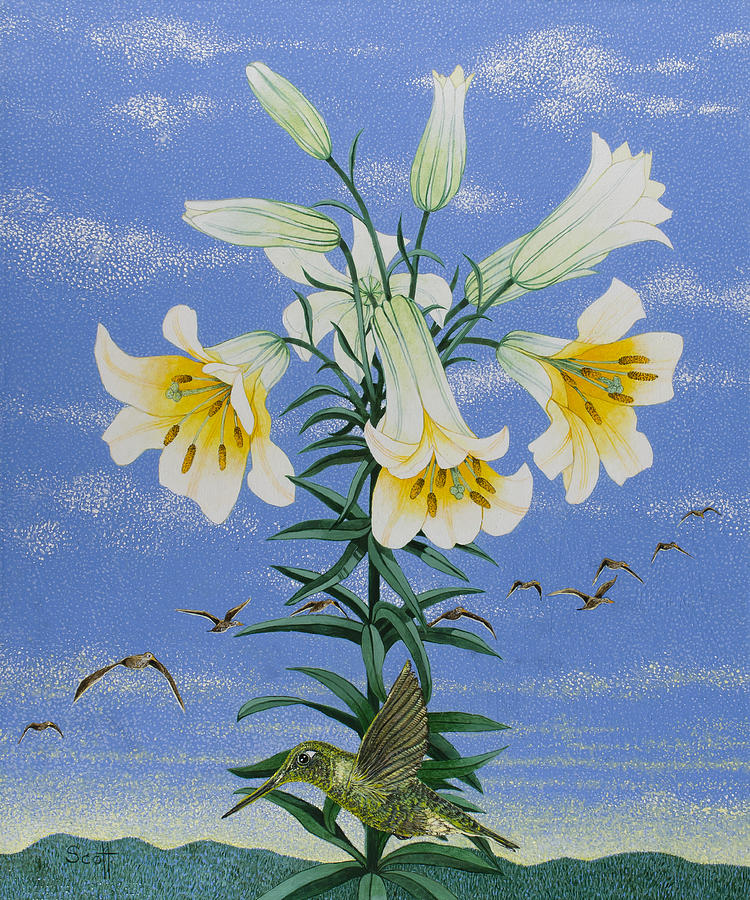 Flower Painting - Early Birds by Pat Scott